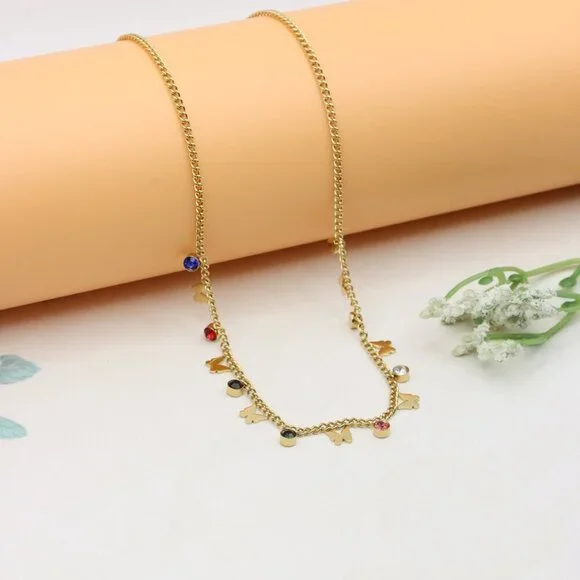 Colorful Charm Yellow Necklace with Gold Plated Chain, XPNL0371 - Picture 7 of 11
